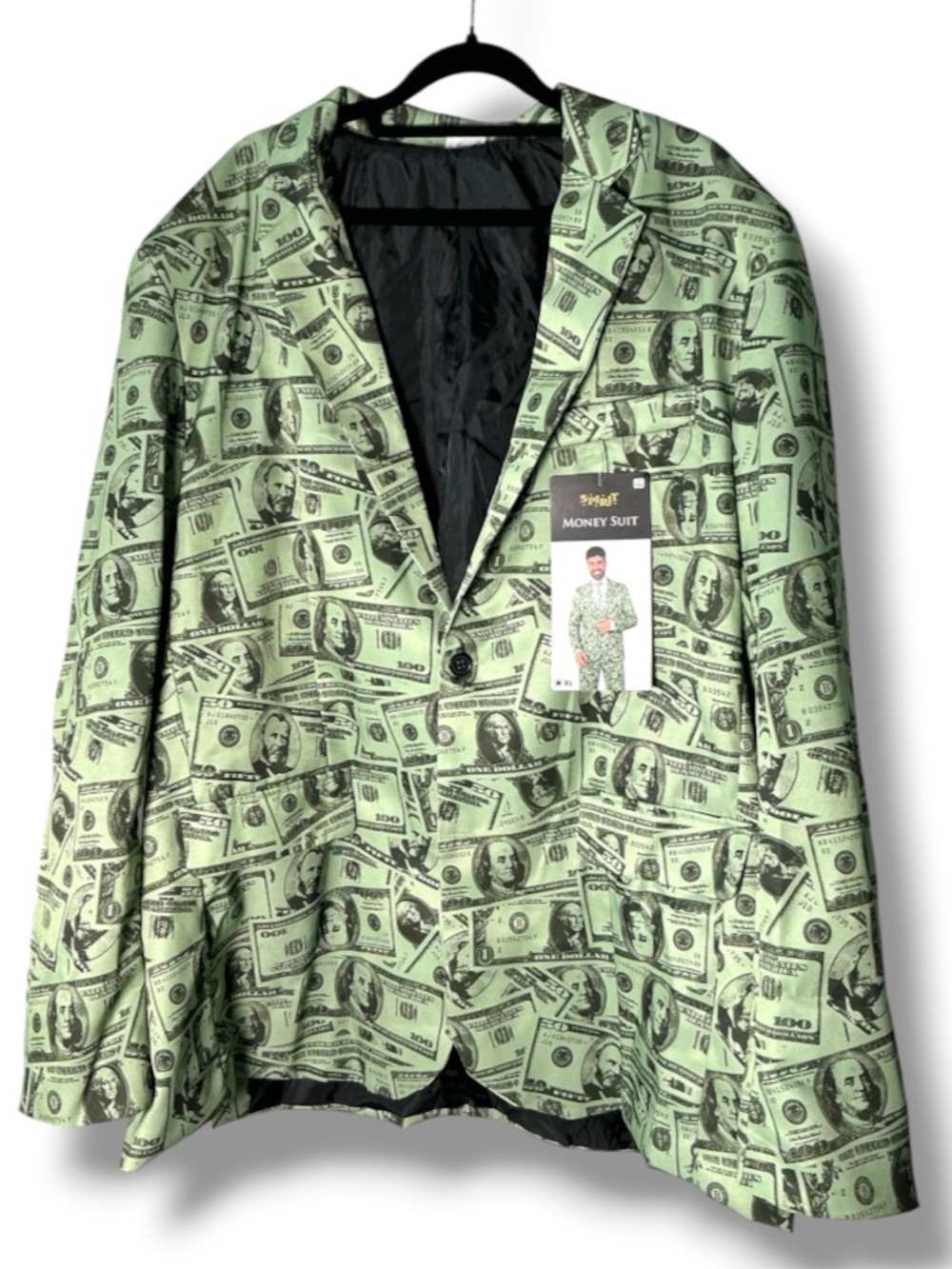 Halloween costumes, Money Print Green Blazer - Novelty Statement Sport Coat XL